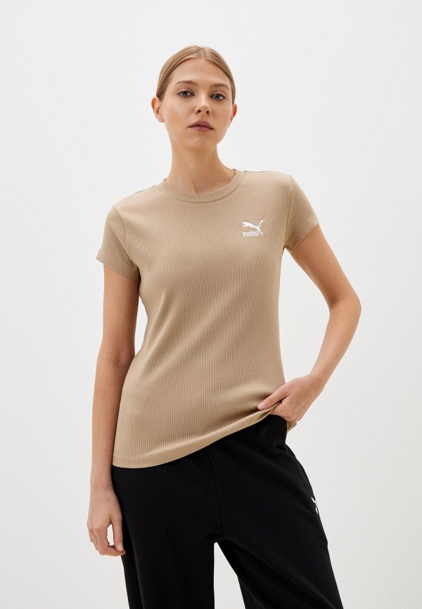 

Футболка PUMA, Бежевый, CLASSICS Ribbed Slim Tee
