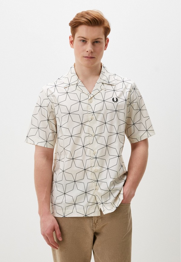 

Рубашка Fred Perry, Бежевый, GEOMETRIC PRINT REVERE COLLAR