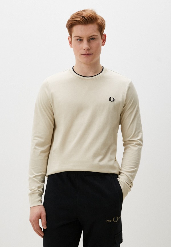 

Лонгслив Fred Perry, Бежевый, TWIN TIPPED