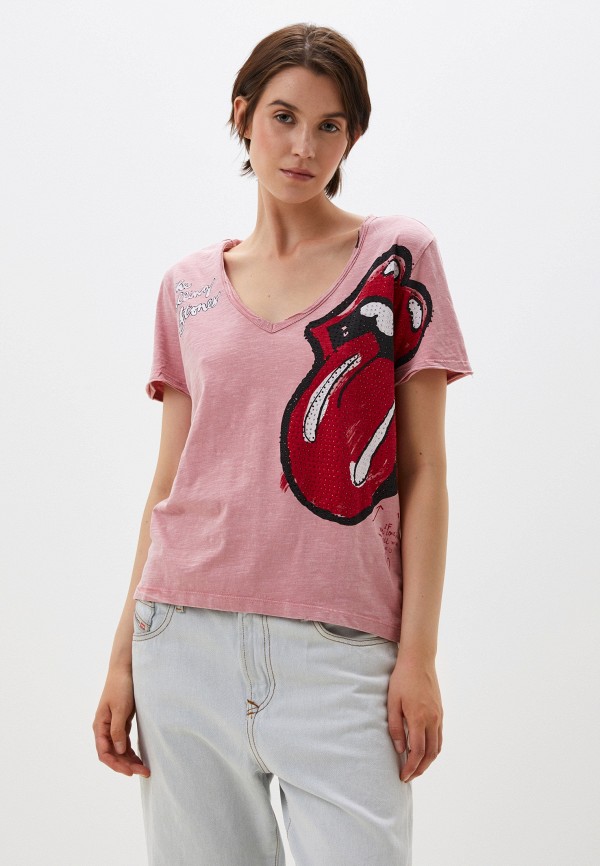 

Футболка Desigual, Розовый, ROLLING STONES