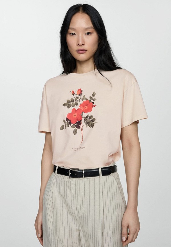 

Футболка Mango, Бежевый, FLORAL