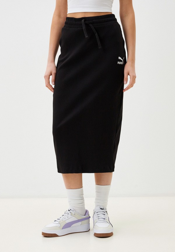 юбка puma серый Юбка PUMA Classics Ribbed Midi Skirt
