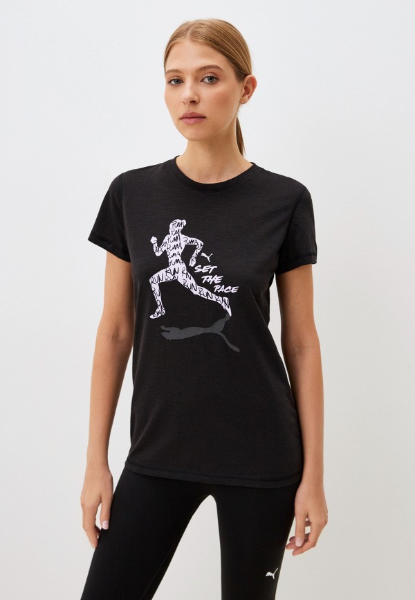 

Футболка спортивная PUMA, Черный, WOMEN"S GRAPHIC RUN SLOGAN TEE Q1