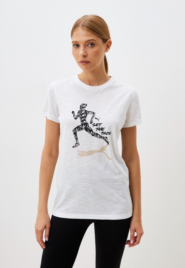 

Футболка спортивная PUMA, Белый, WOMEN"S GRAPHIC RUN SLOGAN TEE Q1