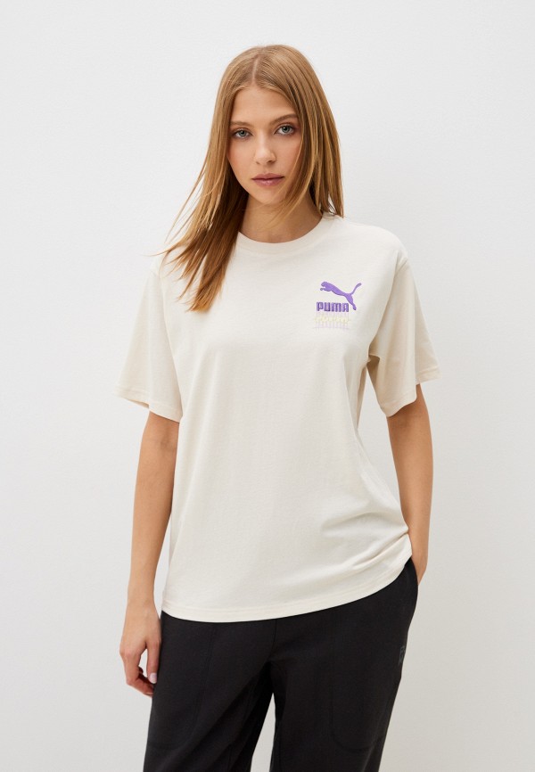 

Футболка PUMA, Бежевый, CLASSICS BRAND LOVE Relaxed Graphic Tee