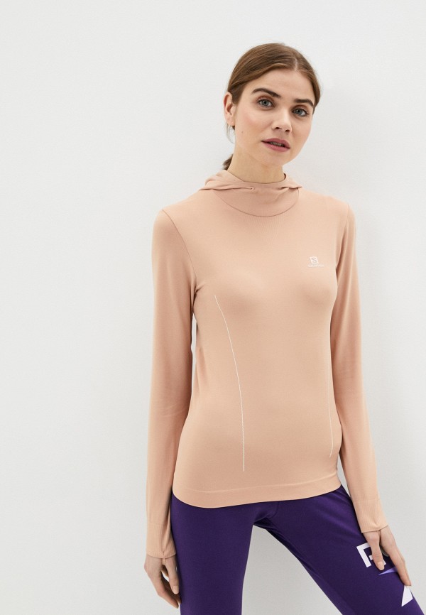 

Лонгслив спортивный Salomon, Бежевый, S/NTIAL SEAMLESS HOODIE