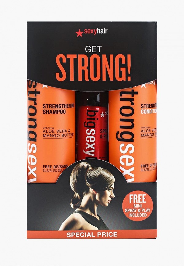 

Набор для ухода за волосами Sexy Hair, "Предотвращение ломкости волос", Strong Color Safe Strengthening, 300 мл +300 мл + 50 мл