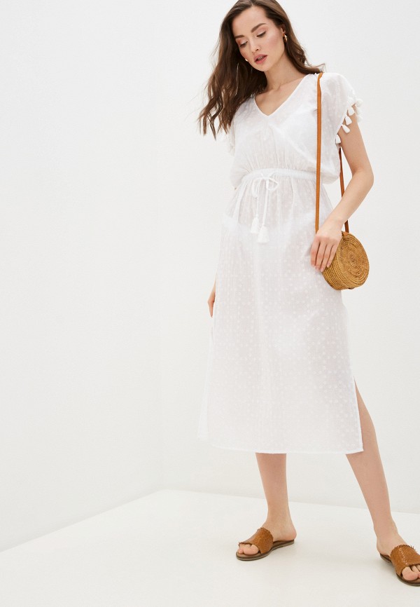 

Платье пляжное Seafolly Australia, Белый, Textured Cotton Maxi Kaftan