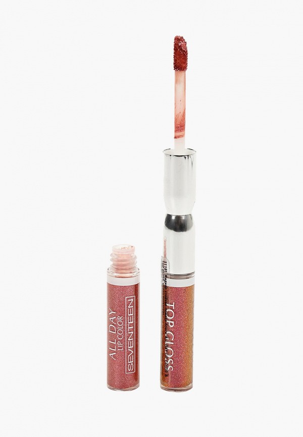 

Помада Seventeen, Коралловый, c металлическим эффектом, 55, ALL DAY LIP COLOR&TOP GLOSS, терракот с блестками