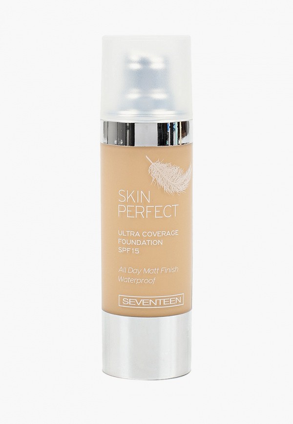 

Тональное средство Seventeen, Бежевый, с матир.эфф-ом водост. SKlN PERFECT Ultra Coverage Foundation SPF15, тон.02