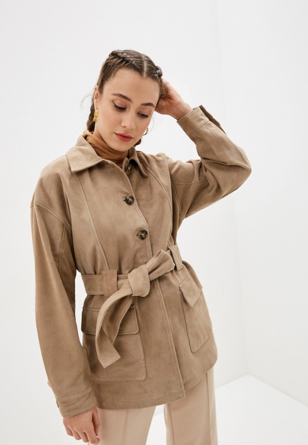 

Куртка кожаная Selected Femme, Бежевый