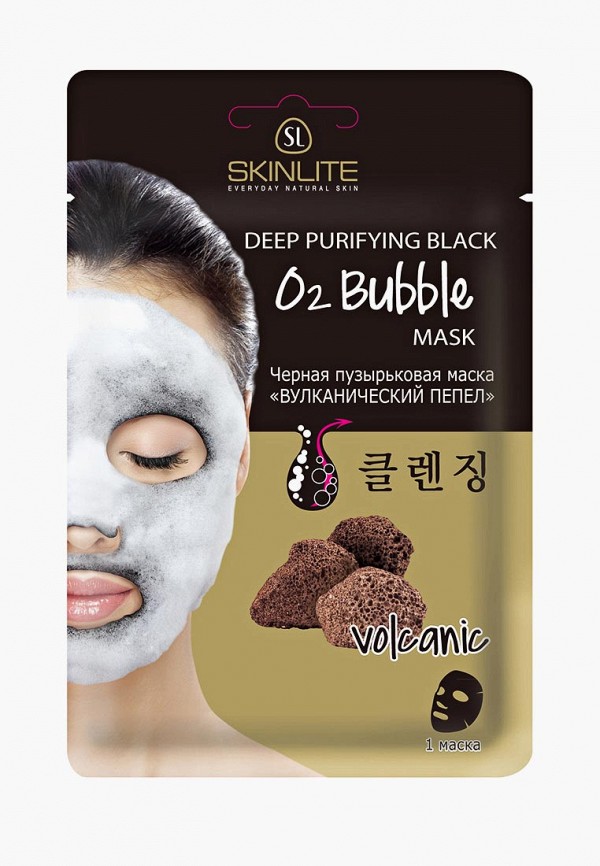

Маска для лица Skinlite, Прозрачный, Черная пузырьковая ВУЛКАНИЧЕСКИЙ ПЕПЕЛ ,20 г