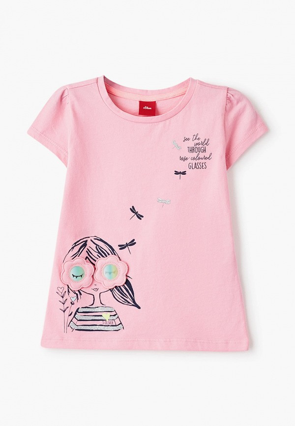 Розовая футболка для девочки. Оливер розовая футболка с карманом.