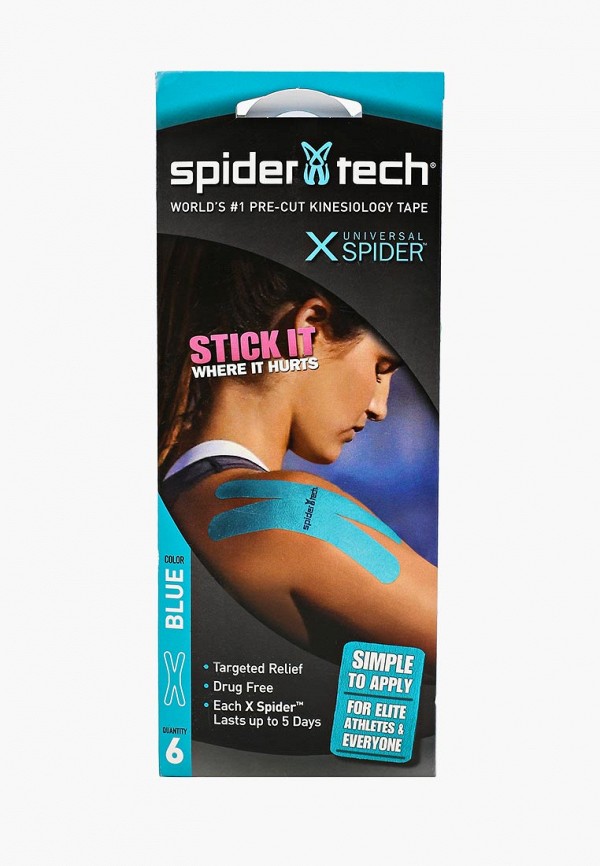 

Тейп Spidertech, Голубой, Преднарезанный, 6шт