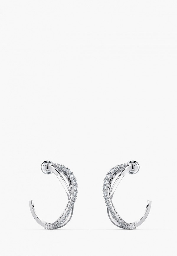

Серьги Swarovski®, Серебряный, Twist, покрытие родий