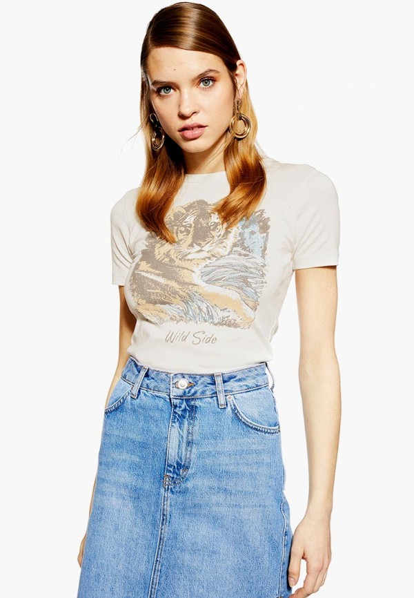 

Футболка Topshop, Topshop TO029EWEOQT9, Бежевый