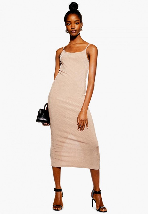 

Платье Topshop, Бежевый, Topshop TO029EWEOQV9