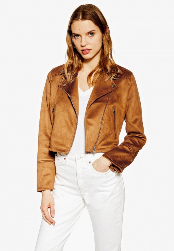 

Куртка кожаная Topshop, Коричневый, Topshop TO029EWEXWM6