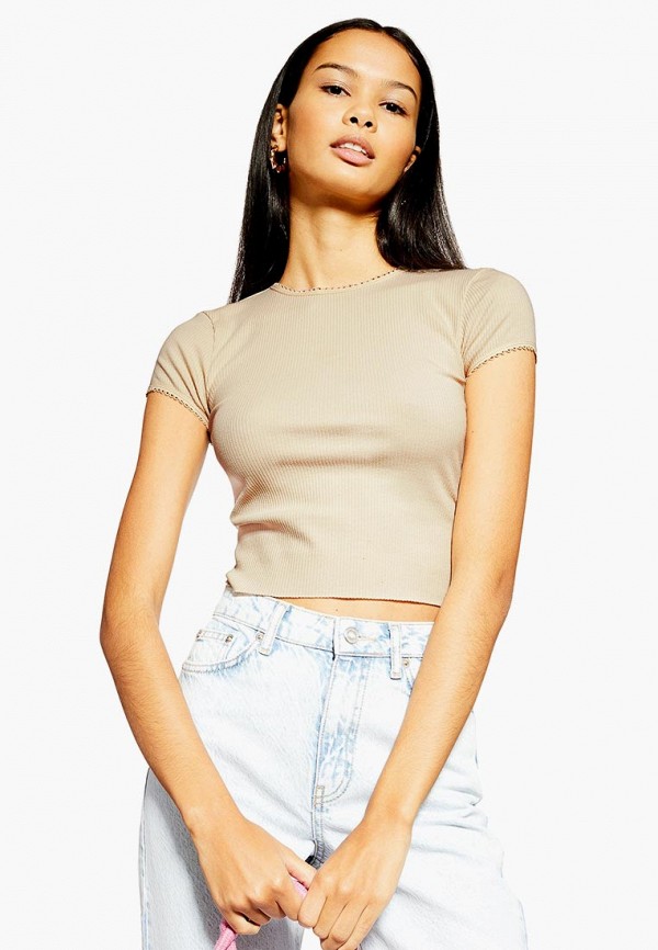 

Футболка Topshop, Бежевый, Topshop TO029EWEZBM0
