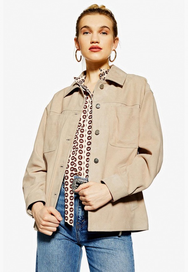 

Куртка кожаная Topshop, Бежевый