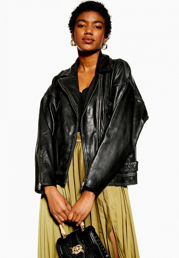 

Куртка кожаная Topshop, Черный, Topshop TO029EWGMQB4