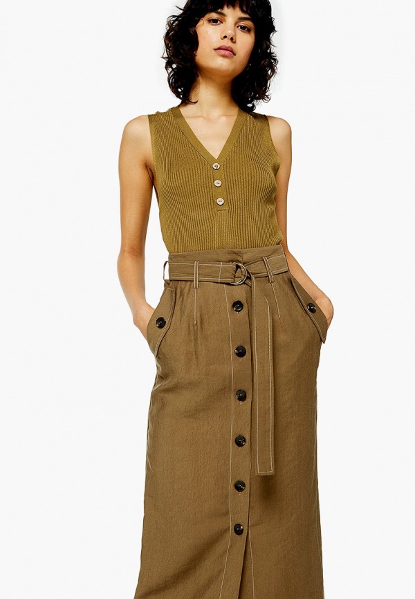 

Юбка Topshop, Коричневый, Topshop TO029EWGMQC0