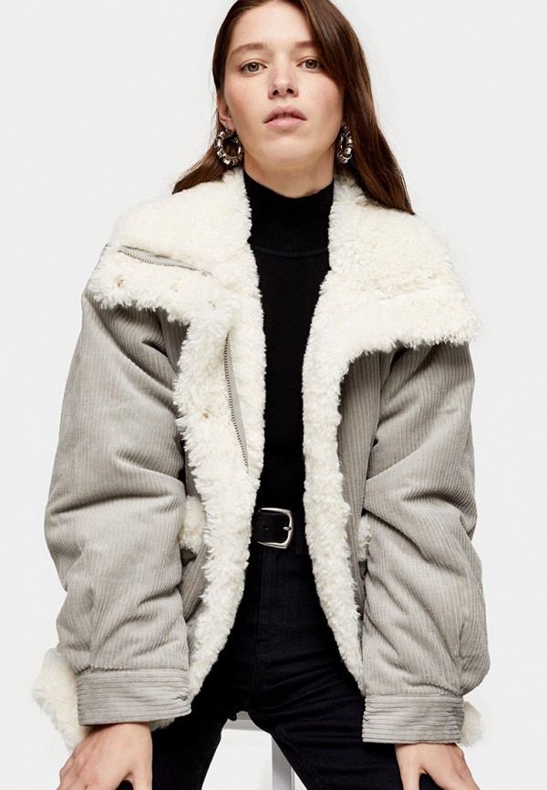 

Дубленка Topshop, Серый, Topshop TO029EWHMTD1