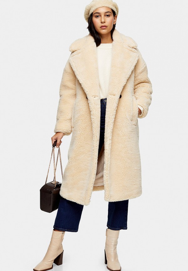 

Шуба Topshop, Бежевый, Topshop TO029EWHRCJ4