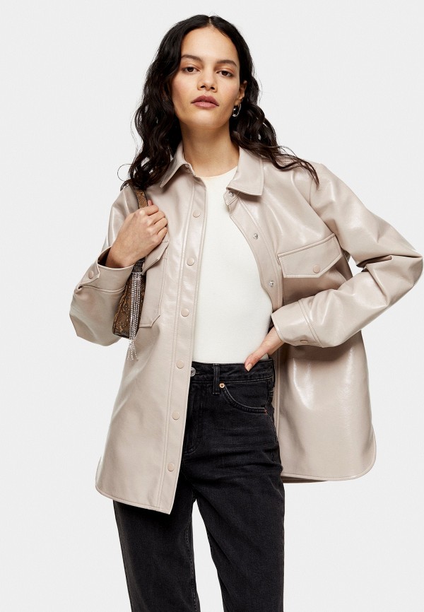 

Куртка кожаная Topshop, Бежевый