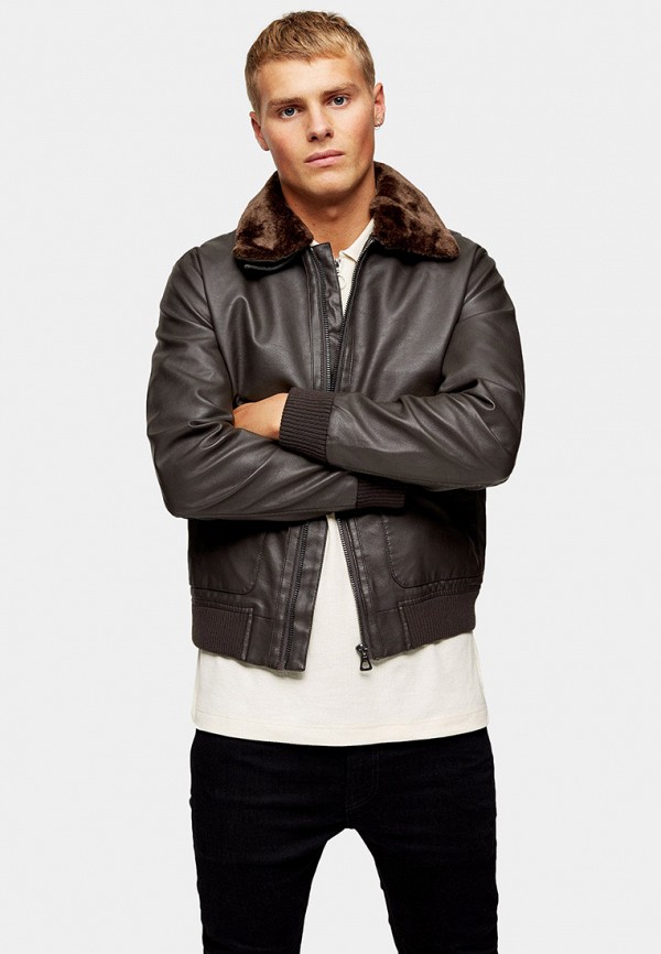

Куртка кожаная Topman, Коричневый