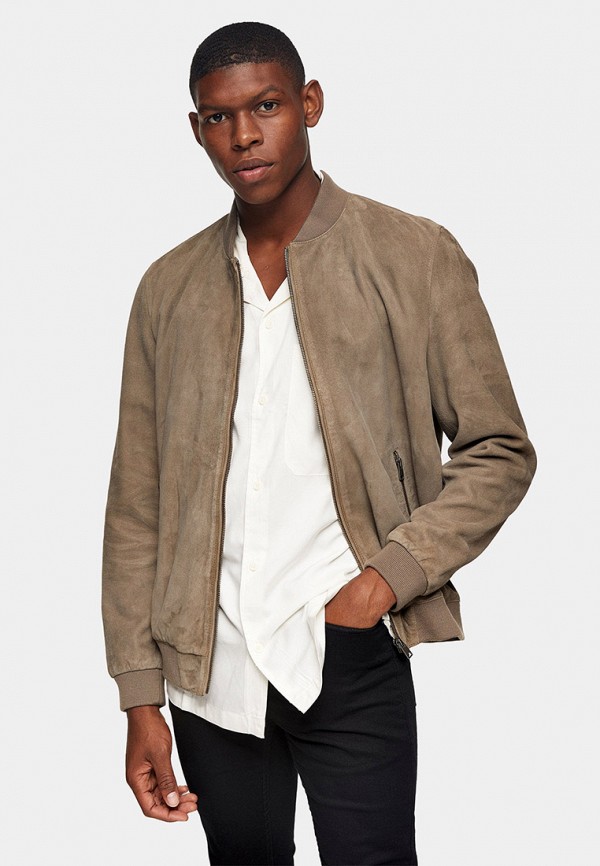 

Куртка кожаная Topman, Бежевый, Topman TO030EMLDBT4