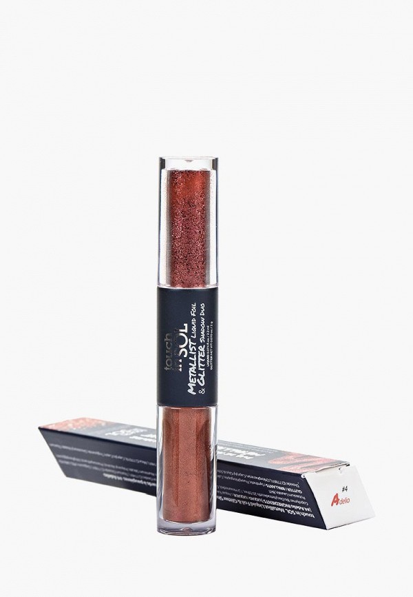 

Тени для век Touch in Sol, METALLIST LIQUID FOIL & GLITTER Двойные тени-глиттер , 3.5 г, №4 Adelio, Коричневый