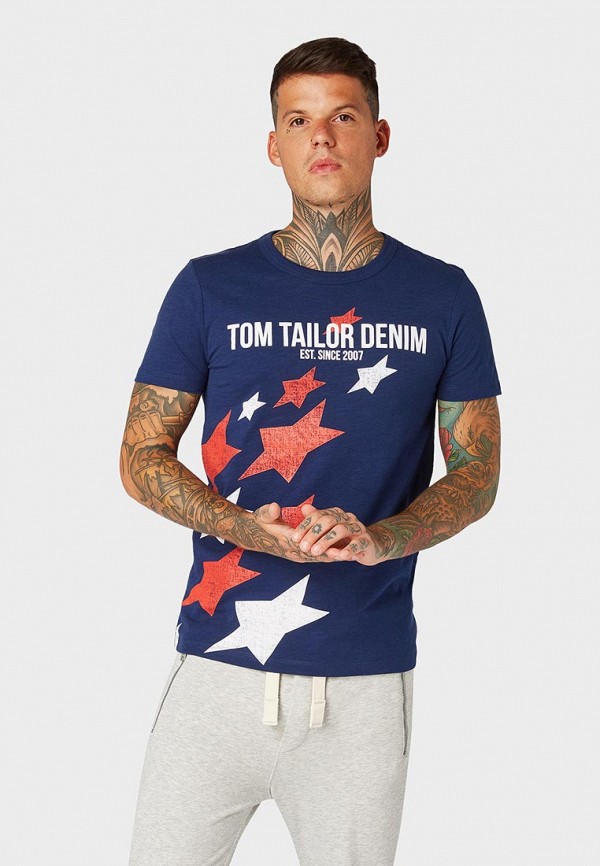 

Футболка Tom Tailor Denim, Tom Tailor Denim TO793EMFEFH6, Синий