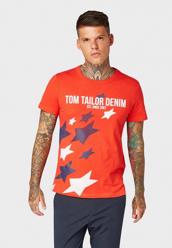 

Футболка Tom Tailor Denim, Tom Tailor Denim TO793EMFEFH8, Красный