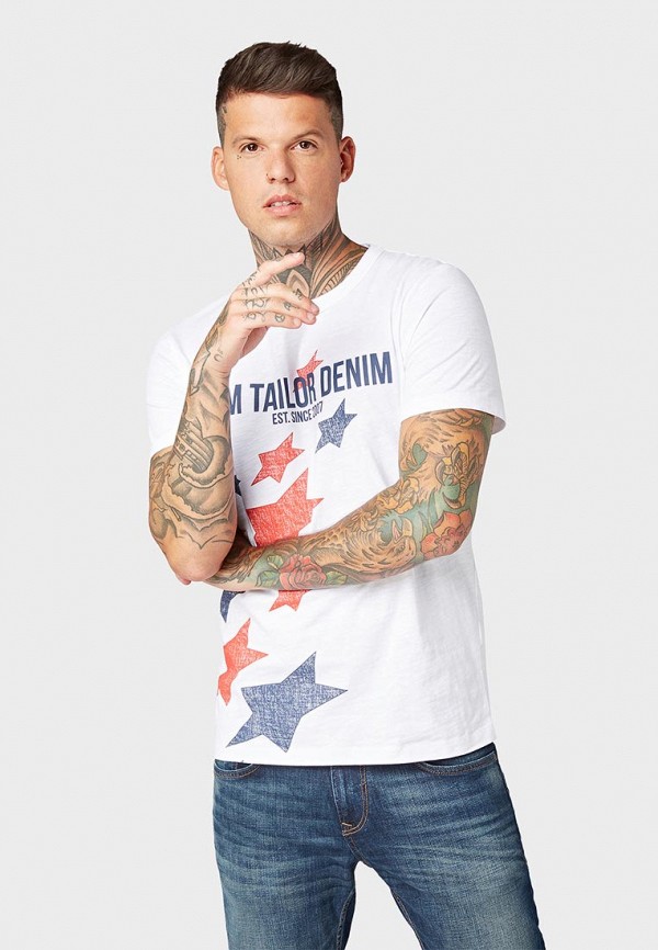

Футболка Tom Tailor Denim, Tom Tailor Denim TO793EMFEFH9, Белый