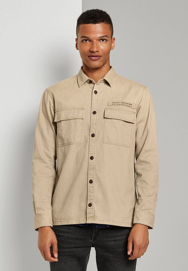 

Рубашка Tom Tailor Denim, Бежевый, Tom Tailor Denim TO793EMKJSF2