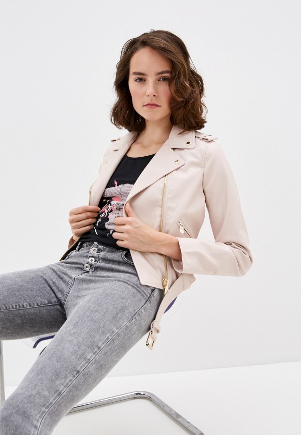 

Куртка кожаная Trussardi Jeans, Бежевый, Trussardi Jeans TR016EWHKUJ9