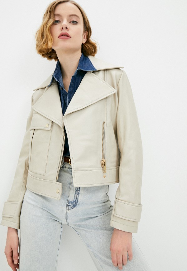 

Куртка кожаная Trussardi, Бежевый, Trussardi TR016EWMBVE2