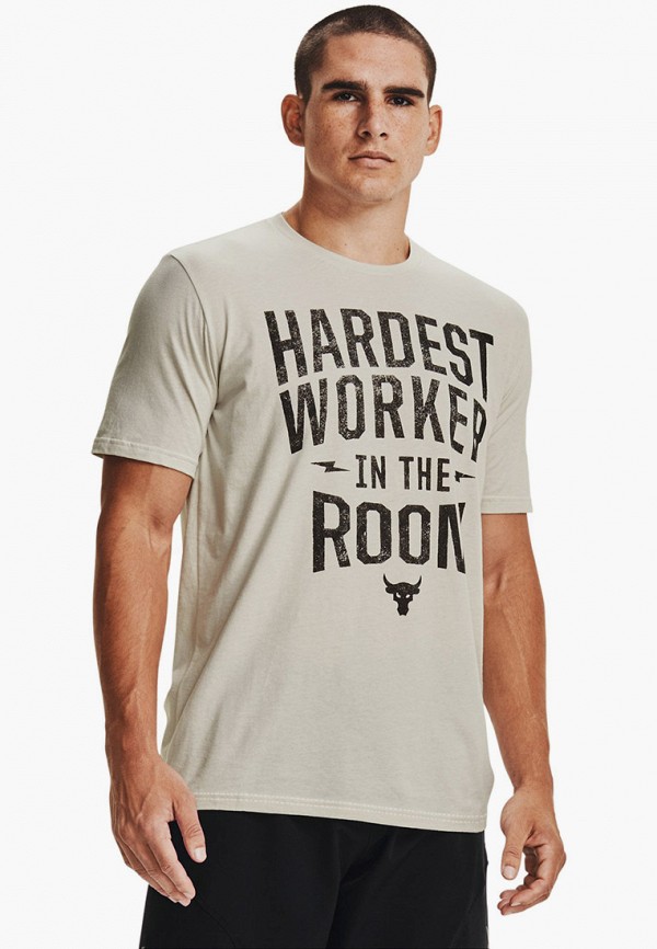 

Футболка спортивная Under Armour, Бежевый, UA PJT ROCK HARDEST WRKR SS