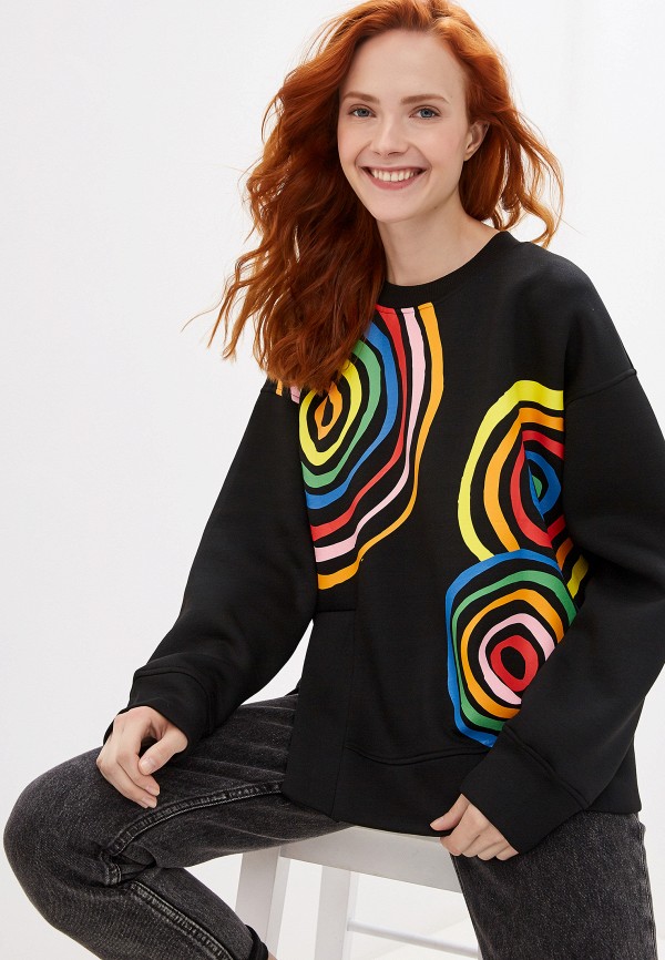 

Свитшот United Colors of Benetton, Черный, United Colors of Benetton UN012EWFUXU8