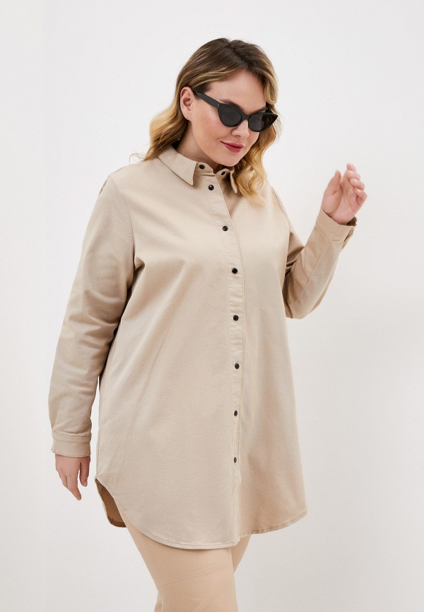 

Рубашка Vero Moda Curve, Бежевый, Vero Moda Curve VE037EWHVNZ7