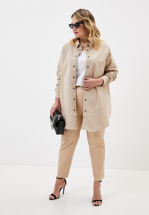 

Рубашка Vero Moda Curve, Бежевый, Vero Moda Curve VE037EWHVNZ7
