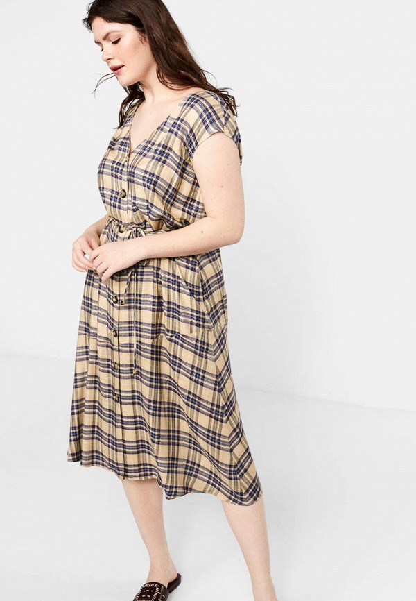

Платье Violeta by Mango, - TARTAN, Бежевый