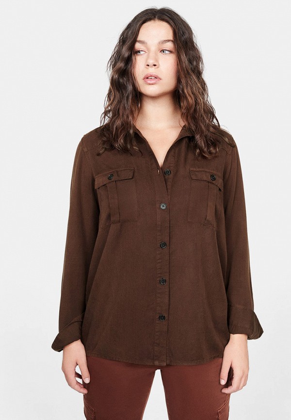 

Рубашка Violeta by Mango, Коричневый, - MILITARY