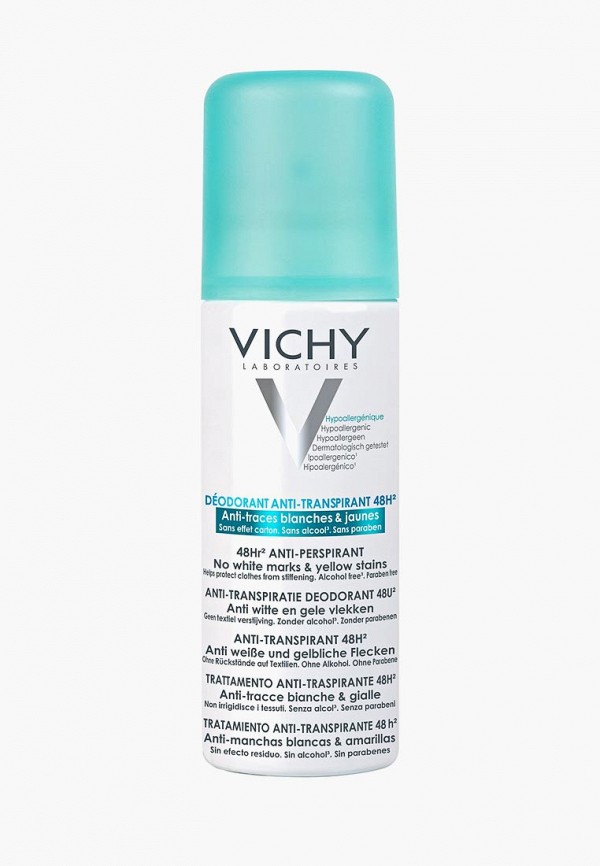 

Дезодорант Vichy, Прозрачный, спрей против белых и желтых пятен, 48ч защиты, 125 мл
