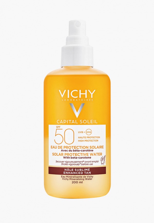 

Спрей солнцезащитный Vichy, Прозрачный, CAPITAL SOLEIL активатор загара, двухфазный, SPF 50, 200 мл