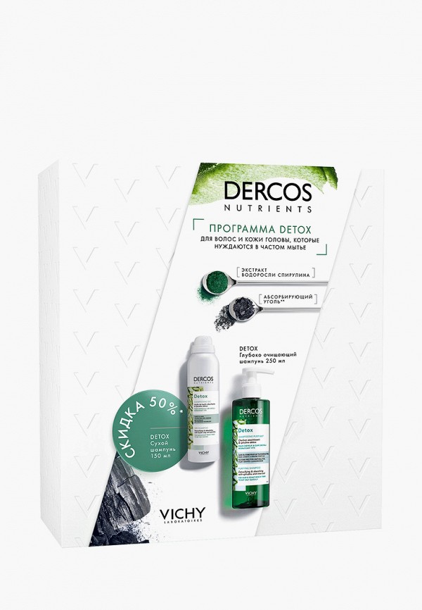 

Набор для ухода за волосами Vichy, Прозрачный, DERCOS NUTRIENS Detox: Глубоко очищающий шампунь 250 мл + Сухой шампунь 150 мл. Скидка на сухой шампунь -50%