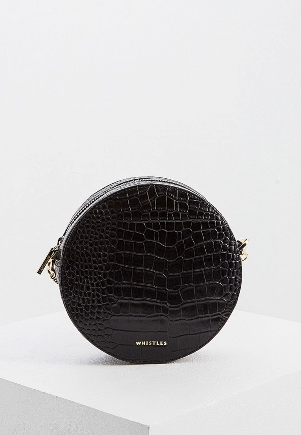 

Сумка Whistles, Brixton Circular Croc Bag, Черный