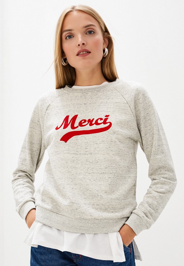 

Свитшот Whistles, Merci Embroidered Sweatshirt, Серый