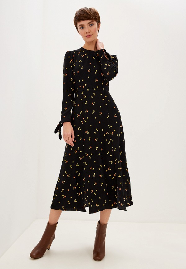 

Платье Whistles, Micro Floral Tie Cuff Dress, Черный